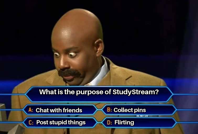 StudyStream_'s tweet image. Or secret option E: Studying . Right? 🤨 ..... Right???? 🤨🤨🫵