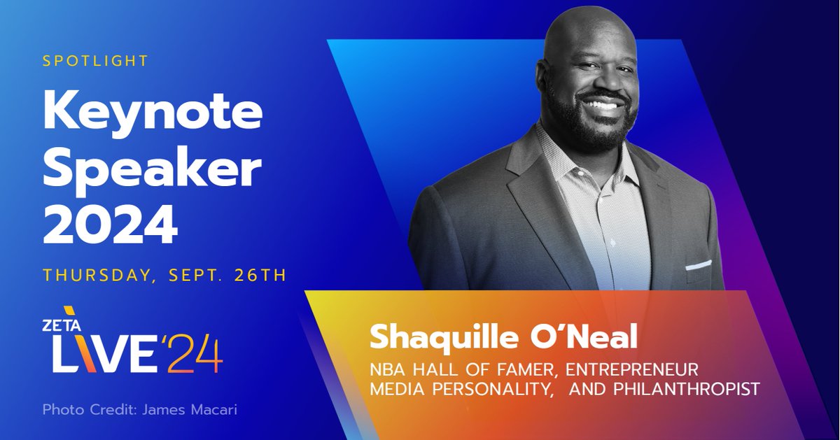 Looking forward to this! Shaquille O'Neal is headlining #ZetaLive! From dominating the court to transforming the marketing world, Shaq's genius is unmatched. Get ready to be inspired! 🏀💼 Save your virtual spot! #ZetaLive2024 
 bit.ly/4er9bnp