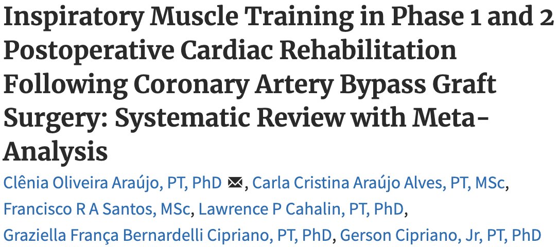 PTJ: Journal of APTA (@ptjournal) on Twitter photo For the🫁 #cvpPT 🫀, we have a series of reviews on Inspiratory Muscle Training coming your way this week.
The first covers the post-CABG population:
academic.oup.com/ptj/advance-ar…
Check it out to see what outcomes were significantly improved after training:
<a href="/APTAcvp/">APTA, Academy of Cardiovascular & Pulmonary PT</a> <a href="/AcuteCareAPTA/">APTA Acute Care</a> For the🫁 #cvpPT 🫀, we have a series of reviews on Inspiratory Muscle Training coming your way this week.
The first covers the post-CABG population:
academic.oup.com/ptj/advance-ar…
Check it out to see what outcomes were significantly improved after training:
<a href="/APTAcvp/">APTA, Academy of Cardiovascular & Pulmonary PT</a> <a href="/AcuteCareAPTA/">APTA Acute Care</a>