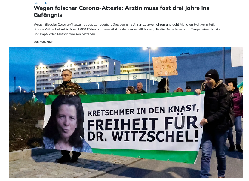 Während die Verantwortlichen für die spätestens durch die #RKIFiles belegten menschenverachtenden Verbrechen während der #Corona-Zeit weiterhin keiner Anklage entgegen sehen müssen, wurde heute eine Ärztin wegen des Ausstellens von Masken-Attesten zu einer Haftstrafe von fast 3