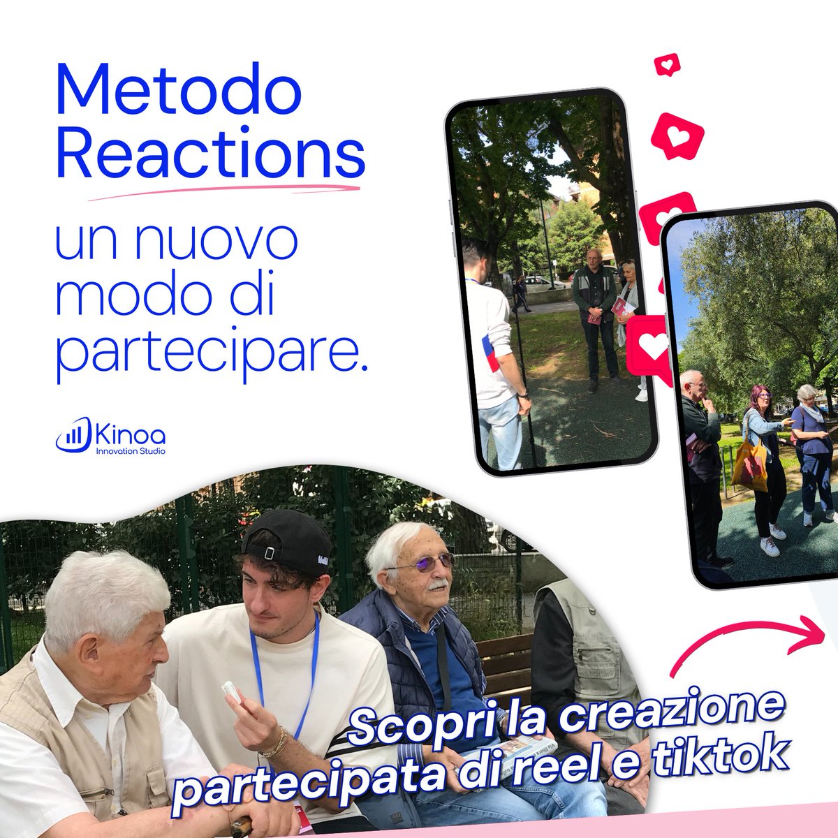 KinoaStudio_'s tweet photo. 🚀🫶 Metodo Reactions: un nuovo modo per creare contenuti digitali in forma partecipativa targato Kinoa!

🤔➡️ In breve, come funziona?

1️⃣ Si riuniscono le persone in un luogo informale adatto alla registrazione video; https://t.co/qdzjGz6yPa