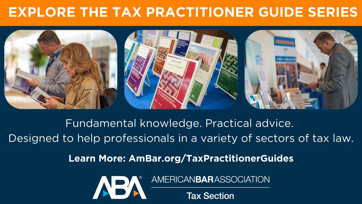 ABATAXSECTION's tweet photo. Browse the publications that currently make up the Tax Practitioner Guide Series which offers practical, authoritative books to help professionals in a variety of sectors of tax law.
Learn more:
https://t.co/UyYN1TacgH
#Tax #TaxLaw #TaxPublications #TaxPractitioner #TaxLawyer https://t.co/uENYYzXBQ6