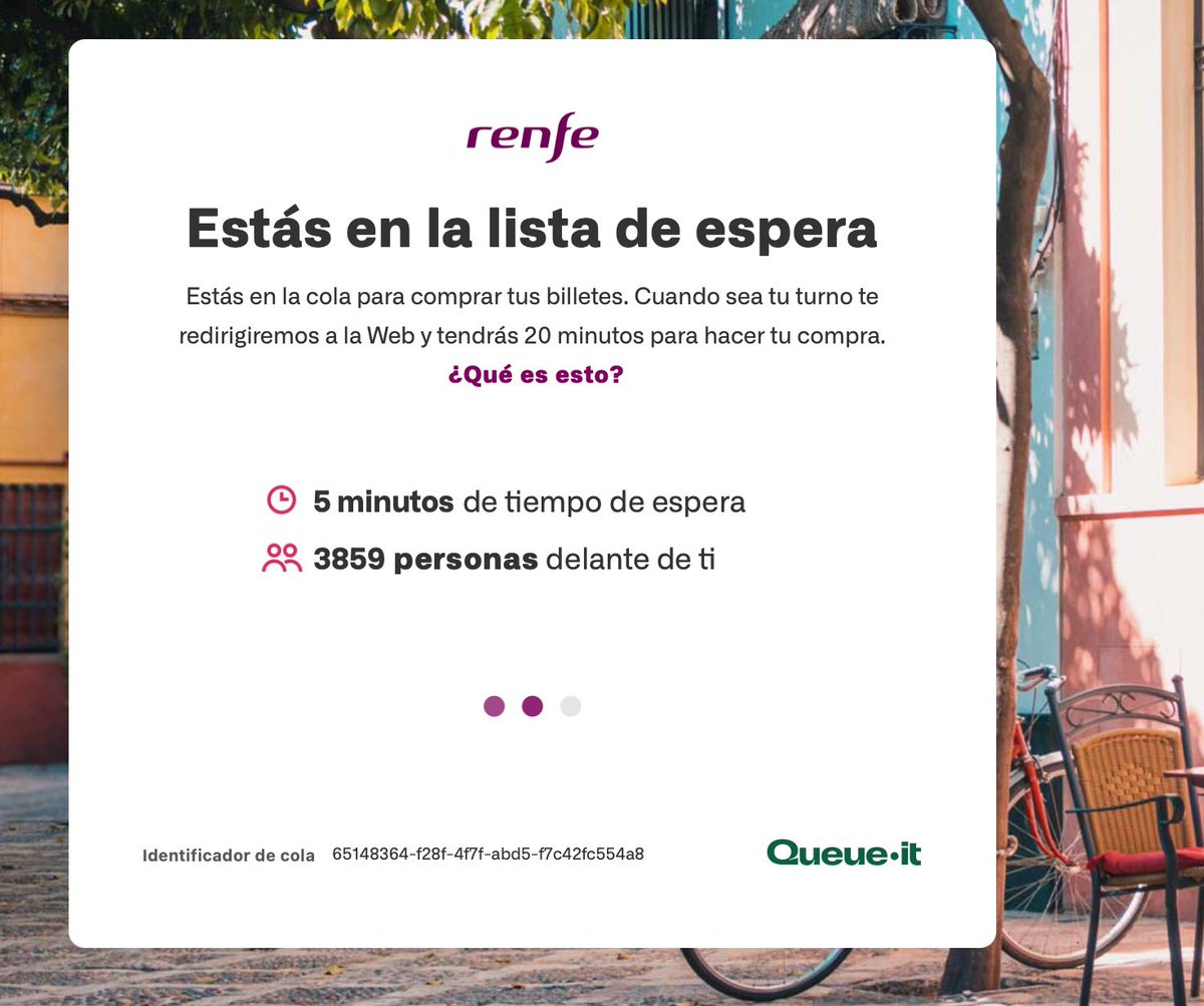 Però què…?! Des de quan això de la cua virtual per comprar bitllets de Renfe? Ni que estiguéssim comprant entrades per la Swift… últimament trobar bitllets al matí de Lleida a Barcelona està impossible. Però això ja… <a href="/Renfe/">Renfe</a>