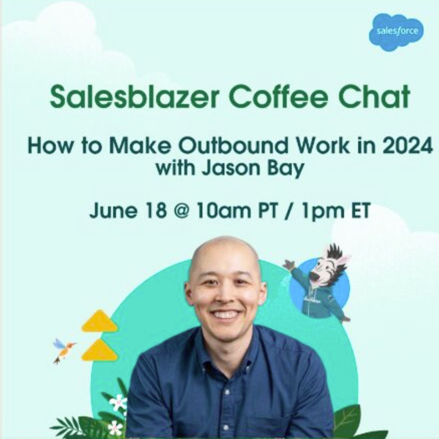 Salesblazer Coffee Chats in the Slack community are kicking off TOMORROW. Don't miss my friend <a href="/OutboundSquad/">The Outbound Squad</a> Jason Bay - his advice is going to be 🔥  Here's the link: sforce.co/June18CC See you there!   #Salesblazer #OutboundSales #Salesforce #beatthebots <a href="/SalesCloud/">Agentforce Sales</a>