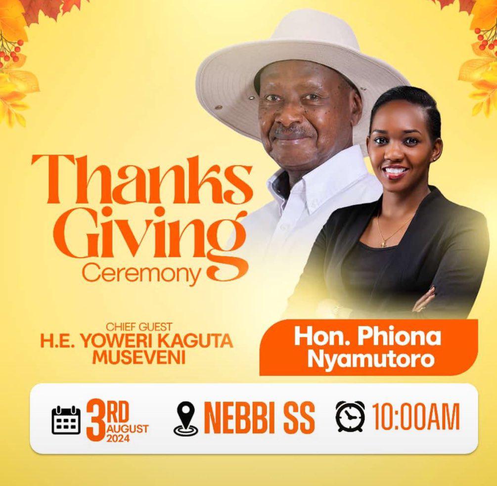 PNyamutoro's tweet photo. This is an open invite to all my people, friends, wellwishers and the entire youth fraternity across the country that
H.E @KagutaMuseveni will be joining us for a thanksgiving  ceremony on 3rd August 2024 at Nebbi SS grounds.

On the same day, the Ministry of Energy and Development will also have the President commission the 132KV  Lira- Gulu -Kole-Nebbi-Arua Transmission Line( Nebbi Sub Station) connecting WestNile sub region to the national grid.

Gratitude to Hon .Dr.Ruth Nankabirwa, Hon.Okasai, PS Irene Bateebe and the entire technical team for expediting this process. 

Mark the date on your calendar and see you there!