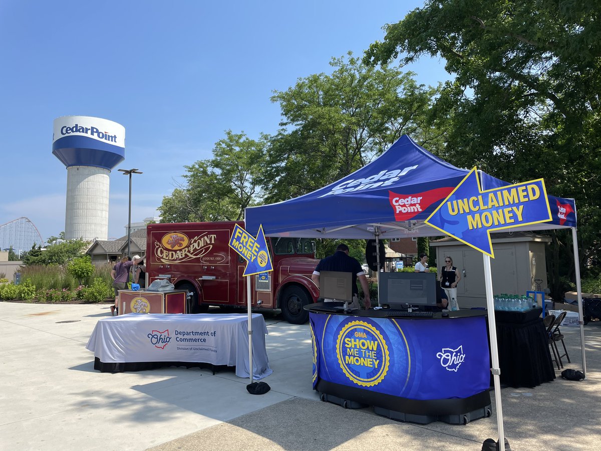 UnclaimedOhio's tweet photo. We’re at @cedarpoint with @GMA helping Ohioans find their #unclaimedfunds. If you’re at the park come see us! You can also search anytime at https://t.co/0KRxC1PcFs https://t.co/Z6AFqVB8HW