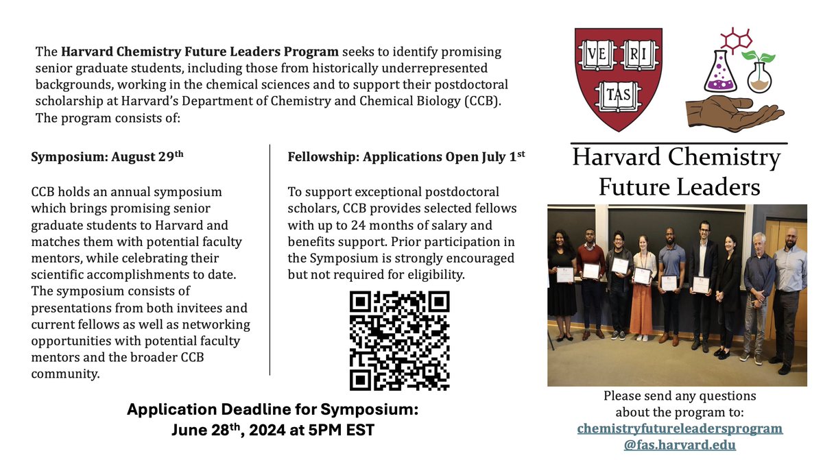 Harvard Chemistry (@harvardccb) on Twitter photo Senior #chemistry grad students, interested in a <a href="/HarvardCCB/">Harvard Chemistry</a> symposium and postdoctorial scholarship? Apply now! #chemtwitter chemistry.harvard.edu/harvard-chemis… Senior #chemistry grad students, interested in a <a href="/HarvardCCB/">Harvard Chemistry</a> symposium and postdoctorial scholarship? Apply now! #chemtwitter chemistry.harvard.edu/harvard-chemis…