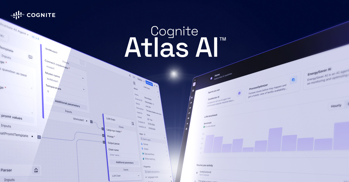 Introducing #Cognite Atlas AI ✨

Cognite Atlas AI is an industrial agent workbench that extends #CogniteDataFusion, and will enable industrial organizations to use #GenAI to carry out more complex operations with greater accuracy.

👉 hubs.ly/Q02C43fP0