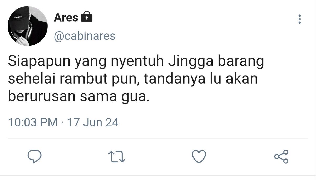 hamshujaike's tweet photo. 171. Peringatan dari Hares, senggol dikit bacok https://t.co/KK7by7tlLO
