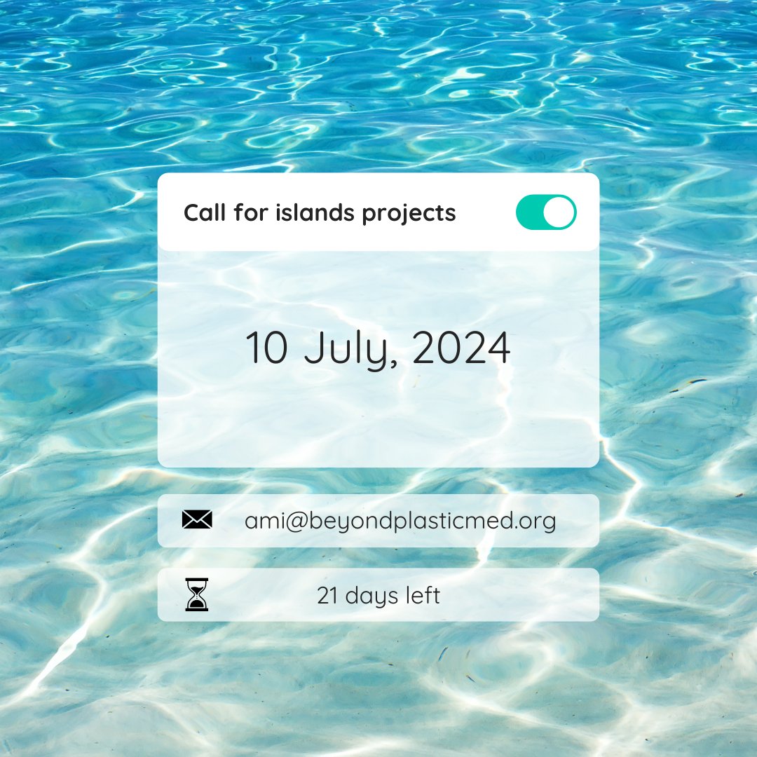 BeMed_org's tweet image. [Open Call] 🌊

You still have time to apply! ⏳

The call for projects in the Mediterranean islands closes in 21 days! Just 3 weeks left to perfect your application and submit it.

🗓️ Deadline: July 10th, 11:00 PM.

👩‍💻 More info : beyondplasticmed.org/en/the-call-fo…

#BeMed #CallForProjects