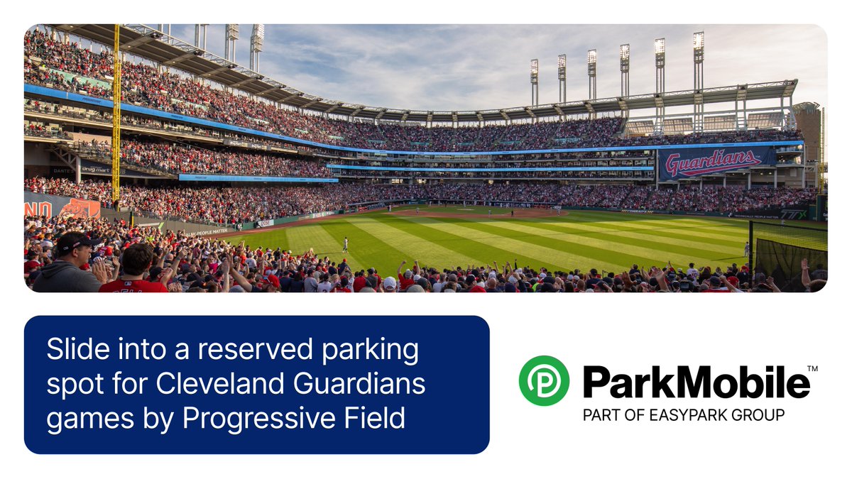 ParkMobile (USA) (@parkmobile) on Twitter photo Catch ParkMobile by Progressive Field for <a href="/CleGuardians/">Cleveland Guardians</a> games. ⚾️
Reserve a parking spot near Progressive Field in advance and enjoy a stress-free game day experience. Pay, park, and root for the Guards.
Reserve here: parkmobile.app.link/clevelandguard…
#FortheLand #ClevelandGuardians Catch ParkMobile by Progressive Field for <a href="/CleGuardians/">Cleveland Guardians</a> games. ⚾️
Reserve a parking spot near Progressive Field in advance and enjoy a stress-free game day experience. Pay, park, and root for the Guards.
Reserve here: parkmobile.app.link/clevelandguard…
#FortheLand #ClevelandGuardians