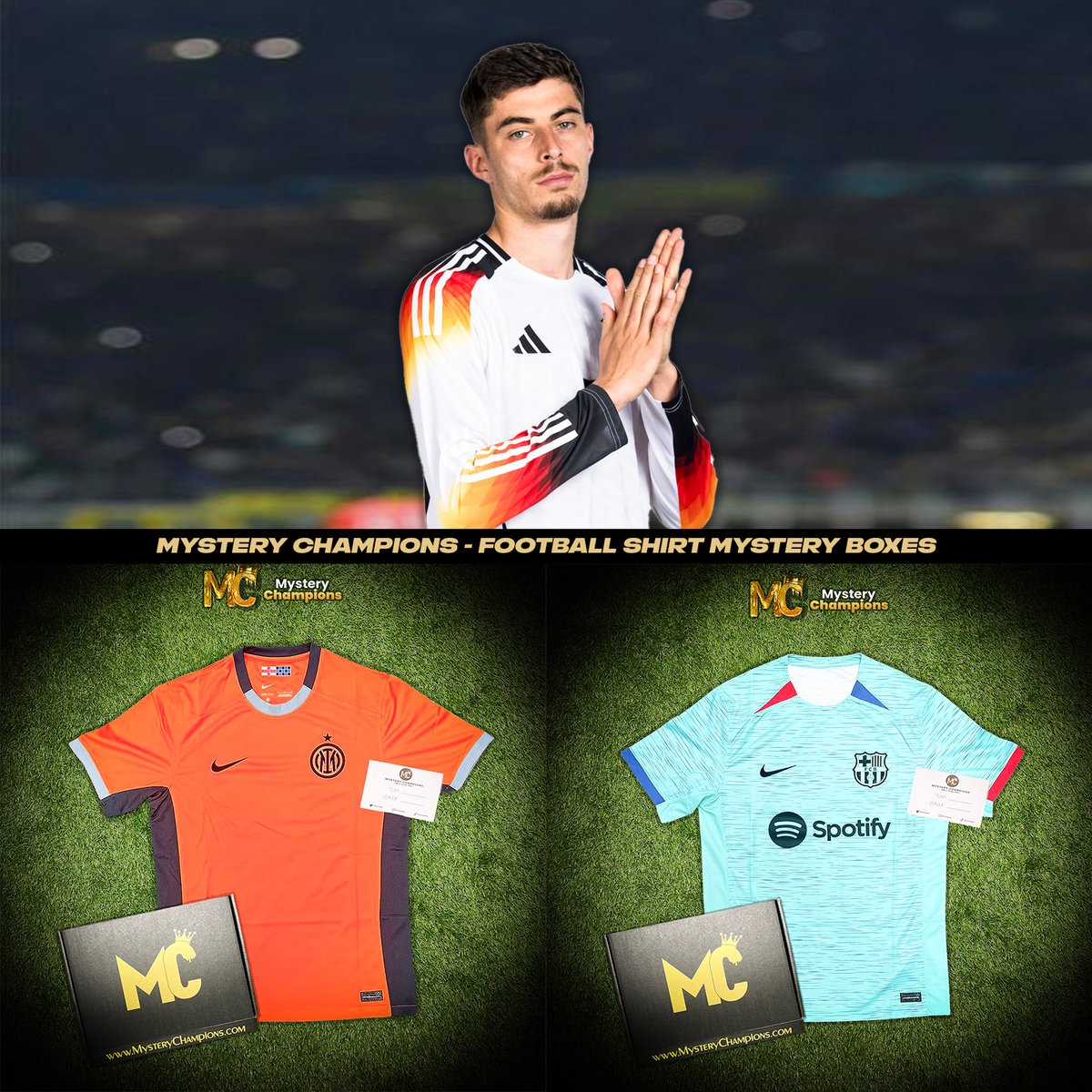 If Kai Havertz 🇩🇪 scores ANYTIME today we’ll giveaway one of our Mystery Football Shirt Boxes! 📦

To enter 👇

🔄 Repost
🤝 Follow us <a href="/MysteryChampion/">Mystery Champions</a>

Good luck everyone! mysterychampions.com