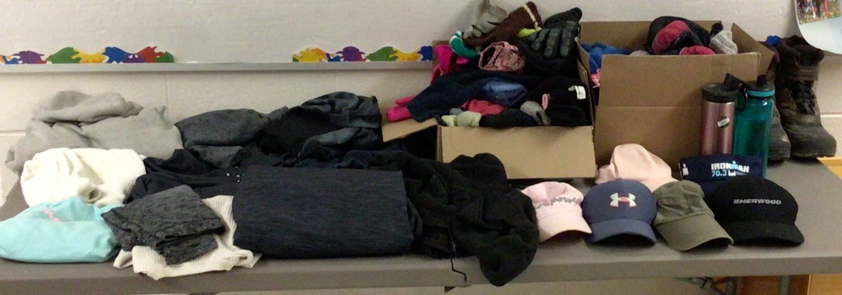 Do you recognize anything on our lost and found table?  If so, please have your student pick it up by tomorrow.  Or stop by the school today or tomorrow to pick it up.  Thank you!