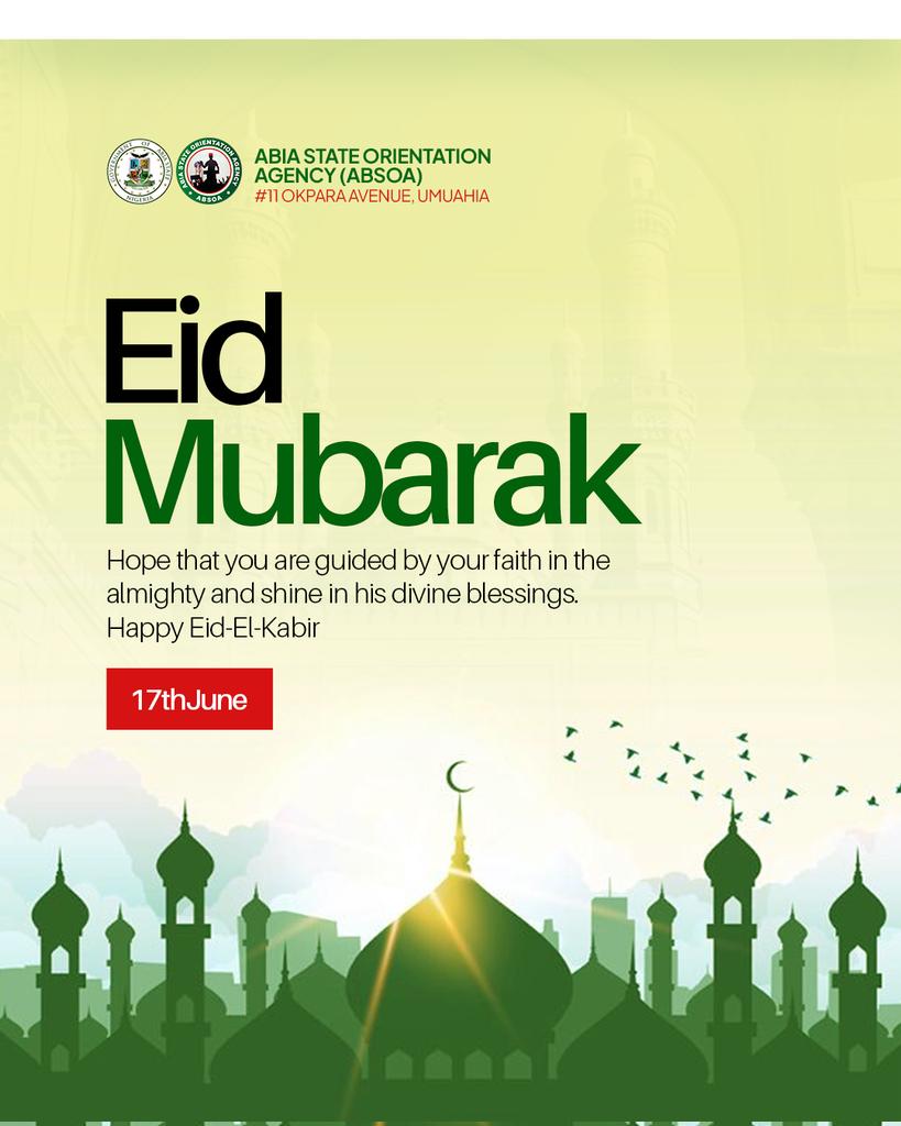 absoaTv's tweet photo. As we celebrate Eid, let’s remember to be grateful for the blessings in our lives and spread love and kindness to all. Eid Mubarak!

#eidmubarak #eid #absoa #absoatv #Abia https://t.co/eS42woHiyA