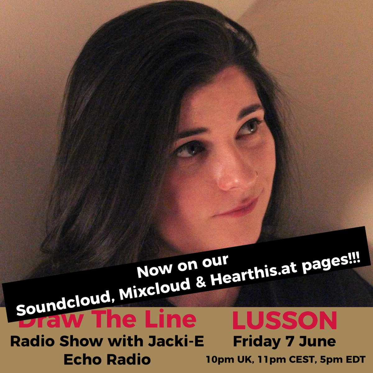 <a href="/DTLRadioShow/">Draw the Line Radio Show</a> #312 with <a href="/jackiepalmer/">Jacki-E</a> is now on Soundcloud 
soundcloud.com/jackiepalmer/3…
Guest mix 2nd hr <a href="/LussonMusic/">Lusson</a> 
In my mix 1st hr <a href="/listentobec/">BEC</a>  <a href="/lillypalmerdj/">LillyPalmer</a> <a href="/annaturdj/">Anna Tur</a>  <a href="/lisaoakes/">lisa oakes</a> <a href="/Biskuwi/">biskuwi (Alice Efe)</a> &amp; lots more.
Time to say NO to gender imbalance in dance music.  Time to #drawtheline