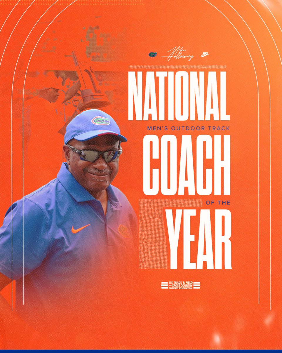 For the 3️⃣rd year in a row… 😤

Congratulations to <a href="/HeadGatorTRK/">Mike Holloway</a> on being named the National Men’s Coach of the Year for the ‘24 Outdoor season! 👏

#GoGators 🐊