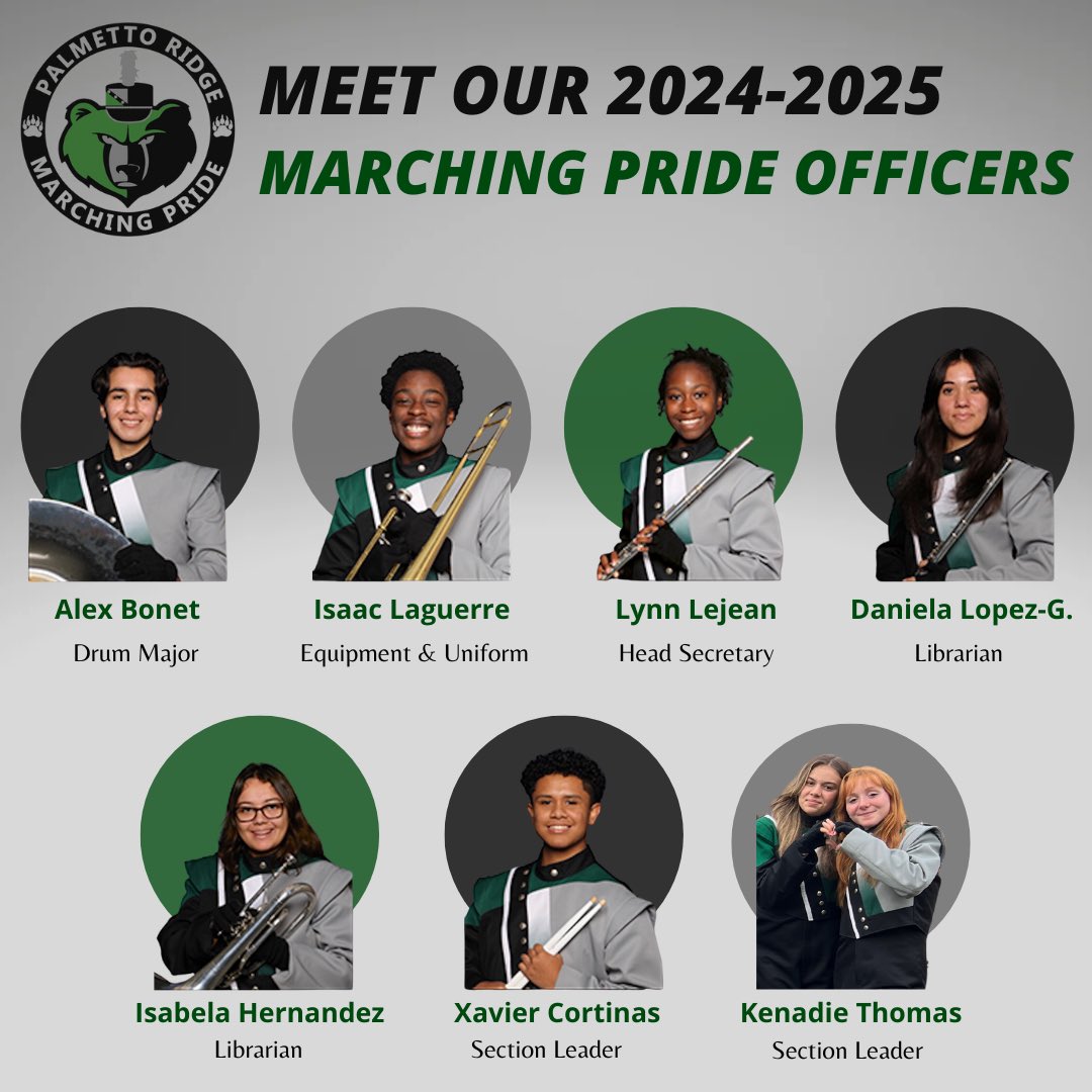 2024 Marching Pride Officer Spotlight: Alex Bonet, Isaac Laguerre, Lynn Lejean, Daniela Lopez-Gonzalez, Izzy Hernandez, Xavier Cortinas, and Kenadie Thomas!