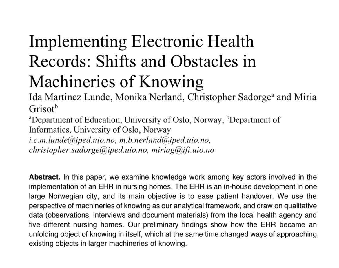 The last year I’ve worked to expand my research interests, particularly towards knowledge work (but keeping my thematic focus on digitization). This is what I’m currently working on, and what I presented today on my first #ECSCW24 conference😊