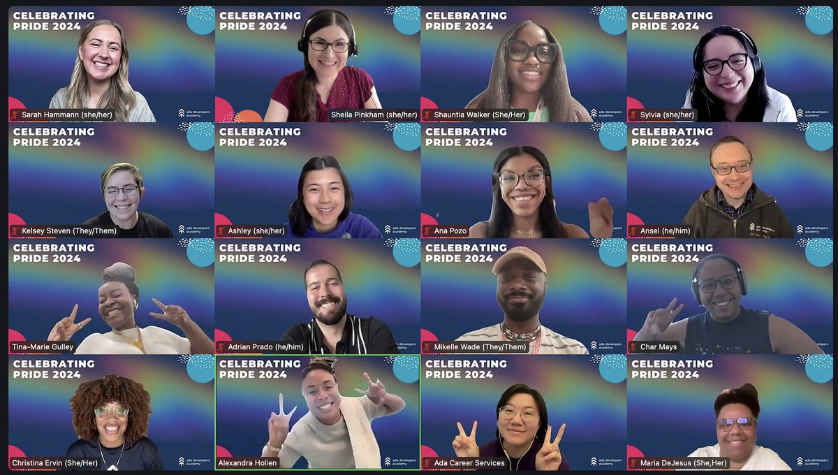 adaacademy's tweet image. We&apos;re celebrating 🏳️‍🌈 Pride this month, and every month. Continue to uplift and recognize the queer, trans, and non-binary people, their voices, and their profound 
impact in tech, the workplace and around the world. #AdaPride #Pride #HappyPride