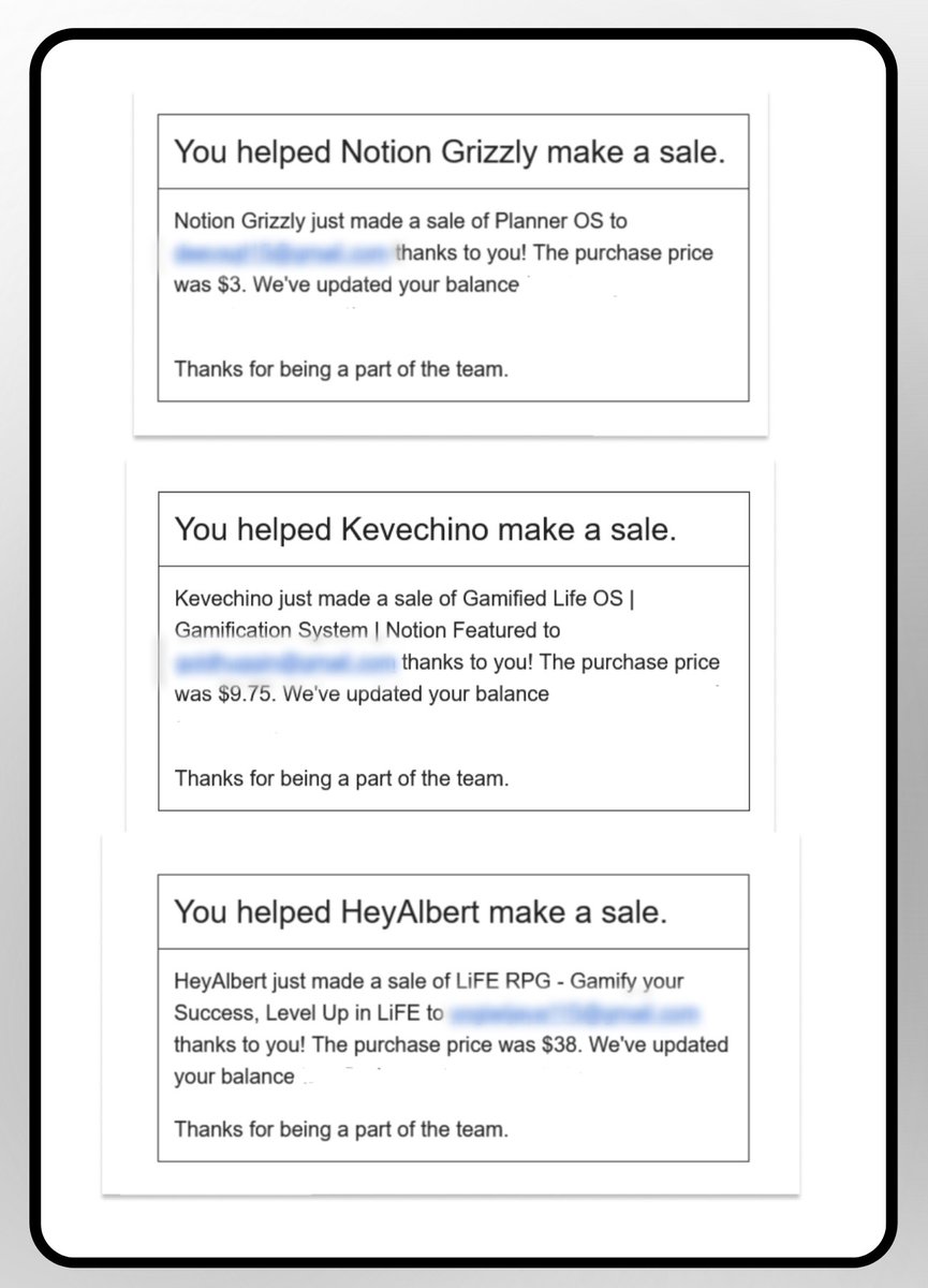 notioncircles's tweet image. 🚀 Exciting News! 🚀
Just helped @heyalbert_co , @Kevechino & @notiongrizzly make sales through @NotionCircles🎉
LiFE RPG: $38 sale
Gamified Life OS: $9.75
Planner OS: $3 sale
Total sales: $50.75 💸
Check out more templates at⤵️
notioncircles.com
#buildinpublic