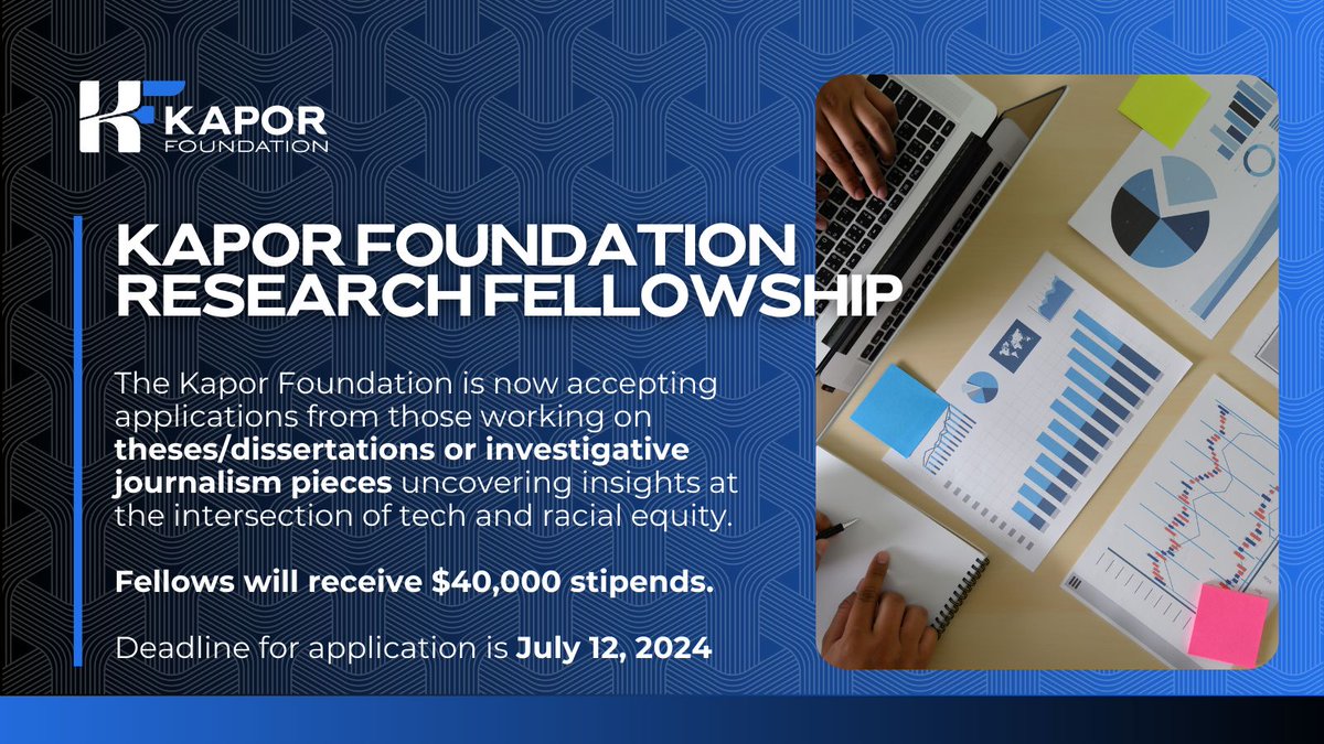 Reboot Representation (@rebootrepresent) on Twitter photo 📢Are you a grad student or journalist exploring the tech sector?
The <a href="/KaporCenter/">Kapor Center</a>’s Foundation is excited to offer $40,000 grants for a 1-year fellowship to support your innovative research to make a more inclusive tech sector. Apply by July 12th👉🏽bit.ly/3RmmT19 📢Are you a grad student or journalist exploring the tech sector?
The <a href="/KaporCenter/">Kapor Center</a>’s Foundation is excited to offer $40,000 grants for a 1-year fellowship to support your innovative research to make a more inclusive tech sector. Apply by July 12th👉🏽bit.ly/3RmmT19