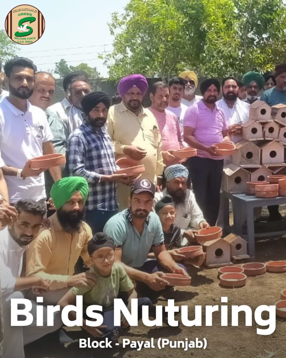GreenSwelfares's tweet photo. In a bid to combat the summer heatwave, Shah Satnam Ji Green ’S’ Welfare Force Wing volunteers are setting up bird baths and feeders in nearby parks and on rooftops. This initiative aims to provide much-needed hydration and nourishment to birds and small creatures struggling in the scorching temperatures. #SummarHeatwave #BirdsNurturing #DeraSachaSauda