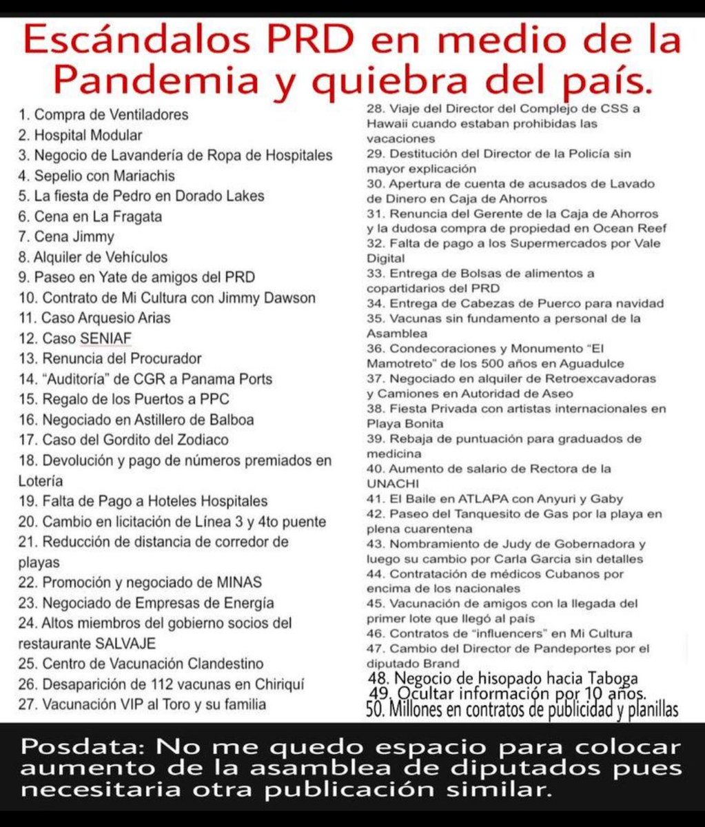 Y cuando será que el procurador Caraballo ⁦<a href="/PGN_PANAMA/">Procuraduría General de la Nación</a>⁩ iniciará las investigaciones que por ley está obligado? Todo servidor público q tiene conocimiento de hechos q pueden constituir delitos está obligado a denunciar y el MP a investigar ⁦<a href="/somosrmpa/">Realizando Metas</a>⁩ ⁦⁦