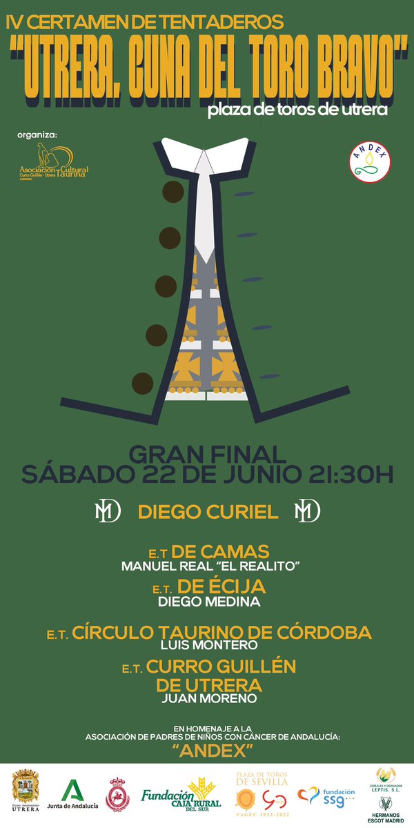 🚨Ultima Hora 🚨 [𝐃𝐢𝐞𝐠𝐨 𝐌𝐞𝐝𝐢𝐧𝐚 𝐅𝐢𝐧𝐚𝐥𝐢𝐬𝐭𝐚 𝐞𝐧 𝐔𝐭𝐫𝐞𝐫𝐚]
El alumno ha sido elegido y participará en la gran final el próximo sábado 22 de junio en la plaza de toros de Utrera.