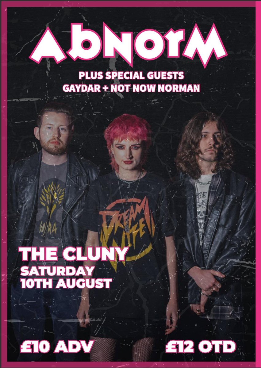 HOT BANDS ALERT!!! 

Support announcement for our @thecluny gig: 

Happy Pride to my lovelies Gaydar and <a href="/now_norman/">Not Now Norman 🧟‍♀️🐓😈❤️ WHO I AM - NEW SINGLE</a> 🏳️‍🌈🖤 Can’t believe we have such a hot line up of stunners 🌈✨