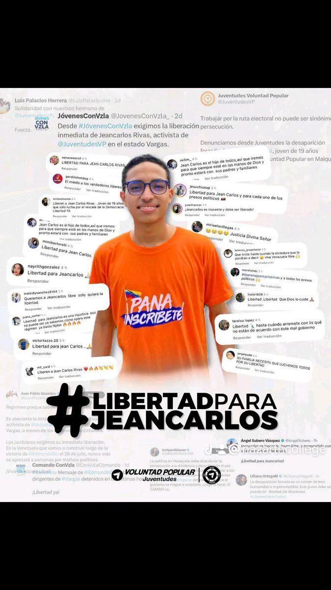 Libertad para Jean Carlos Rivas 🇻🇪 .<a href="/Alconde/">Alfredo Conde 🇻🇪</a> <a href="/carlocardozo/">marco carlo cardozo</a> <a href="/Rafaelvelozg/">DIP Rafael Veloz García🇻🇪</a> <a href="/DianaMerchanPe1/">DianaMerchanPerez-Perazzo</a>