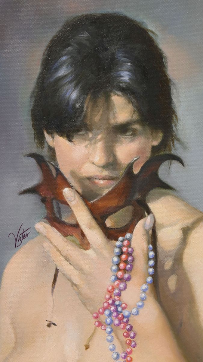 LizViztes's tweet photo. Detail of my oil painting, "Mardi Gras Masquerade". Prints and cards available. #portrait #painting #traditional 
https://t.co/IYk45lK7ms https://t.co/i02HwbbVfS