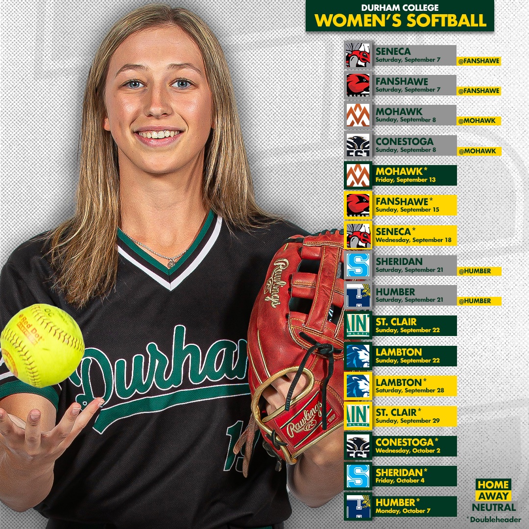 The 2024 schedule is here! 

DC baseball play their home opener doubleheader on Tuesday, Sep. 10 while the softball team return to Babcock Field for a home opener doubleheader on Friday, Sep. 13.

Visit durhamlords.com for the full schedule with times.