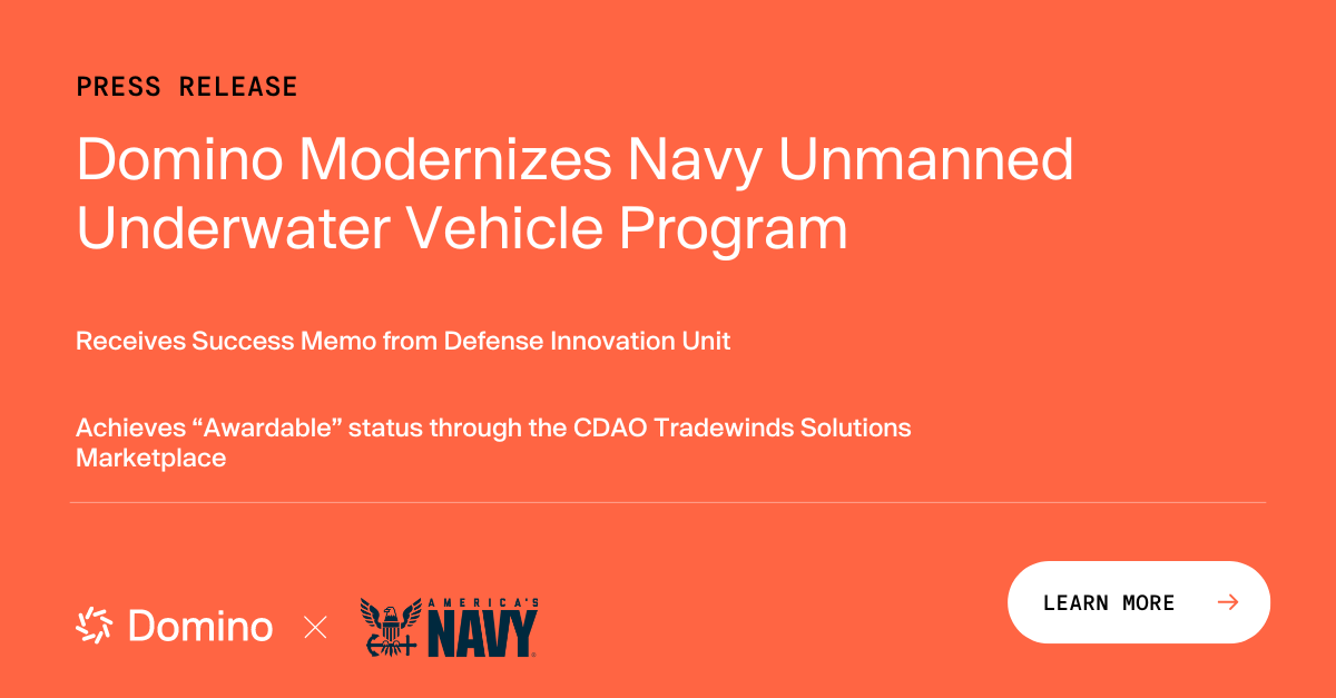 Domino Data Lab (@dominodatalab) on Twitter photo 🚢⚓ <a href="/DominoDataLab/">Domino Data Lab</a>'s work with the @usnavy's Project AMMO cuts model retraining from mos to wks, boosting underwater mine countermeasure intelligence. Recognized by the @deptofdefense + "Awardable" status in CDAO’s Tradewinds Marketplace.
Read more: domino.buzz/4cHrGTh 🚢⚓ <a href="/DominoDataLab/">Domino Data Lab</a>'s work with the @usnavy's Project AMMO cuts model retraining from mos to wks, boosting underwater mine countermeasure intelligence. Recognized by the @deptofdefense + "Awardable" status in CDAO’s Tradewinds Marketplace.
Read more: domino.buzz/4cHrGTh