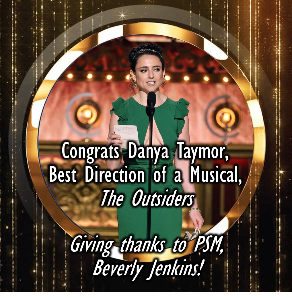 The offical 2nd #stagemanager thank you was more obscure as Best Director @DanyaTaymor <a href="/outsiders_bway/">outsidersmusical</a> mentioned the Production #StageManager only by name, Beverly Jenkins! And Beverly is one of only 3 #stagemanagers to get a Tony Honor. You rock Beverly &amp; Danya! What a team!