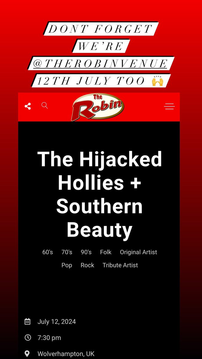 SouthBeautyJazz's tweet photo. It’s shaping up nicely this summer.  We’re @therobinvenue in Wolverhampton Friday 12th July alongside @hijackedhollies .  Tickets from https://t.co/sYQPyClMDH https://t.co/DXBF7VfNRu