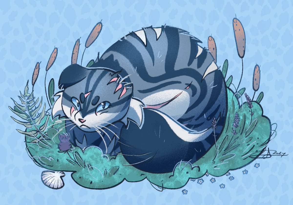 cataries_art's tweet photo. Étoile Déchirée te fixe dans son petit nid fait des choses qui lui rappellent ses proches ! 👀🐚🌿 https://t.co/YsBAboxnHx