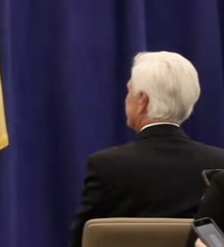 George Norcross sitting in the front row of Platkin press conference