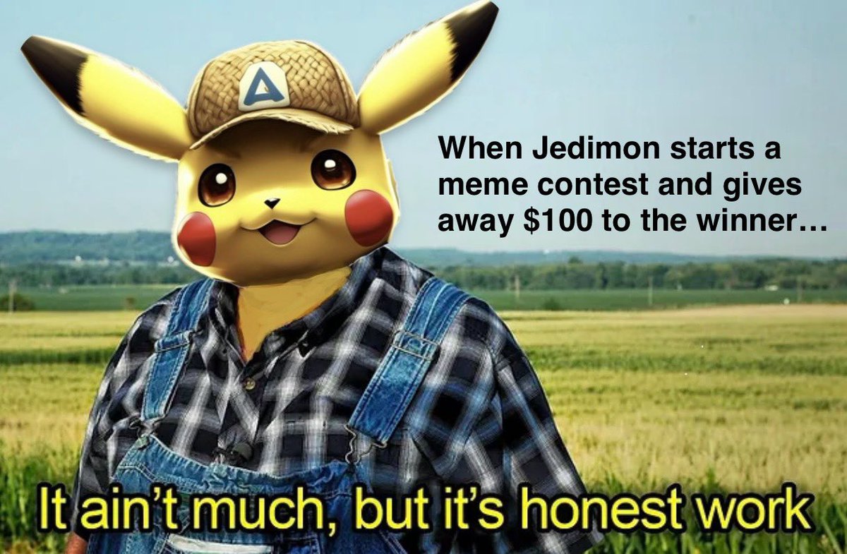 basedjedimon's tweet photo. Let’s have some fun! The #jedimon are starting a meme contest and giving away $100 in eth to the winner! 

Rules:

1️⃣ Must follow us on X
2️⃣ Must Submit artwork to the meme page in our telegram https://t.co/1uW0V4u25w
3️⃣ Art must be Star Wars/Pokemon themed
4️⃣Winner will be decided through a community vote 1 week from today. 

Show off your creativity and let the memes begin!