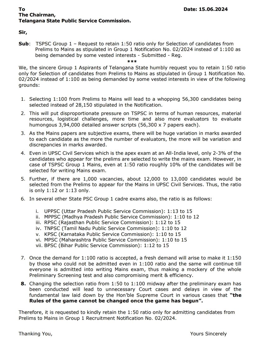 ts_unemployed's tweet photo. @RSPraveenSwaero Sir your qualified from upsc you knew what will be the ratio for upsc mains &amp; you are asking for 1:100 how can it will be possible We belive you that you are aware about  this if not I will attach a document please do look at this @revanth_anumula @VenkatBalmoor https://t.co/m9zc6mXC90