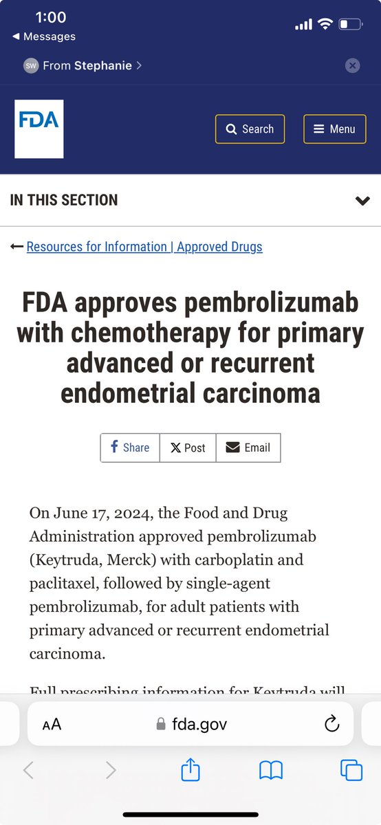 Amanda Nickles Fader, MD (@amandanfader) on Twitter photo Wow, the GREAT news continues for drug approvals in endometrial cancer! Today, pembro+chemo FDA-approved for pts w/ dMMR AND pMMR advanced/recurrent disease! This is historic & progress for our pts; honored to be part of the study team! Congrats <a href="/rne_md/">Ramez Eskander</a>, <a href="/NRGonc/">NRG Oncology</a> Wow, the GREAT news continues for drug approvals in endometrial cancer! Today, pembro+chemo FDA-approved for pts w/ dMMR AND pMMR advanced/recurrent disease! This is historic & progress for our pts; honored to be part of the study team! Congrats <a href="/rne_md/">Ramez Eskander</a>, <a href="/NRGonc/">NRG Oncology</a>