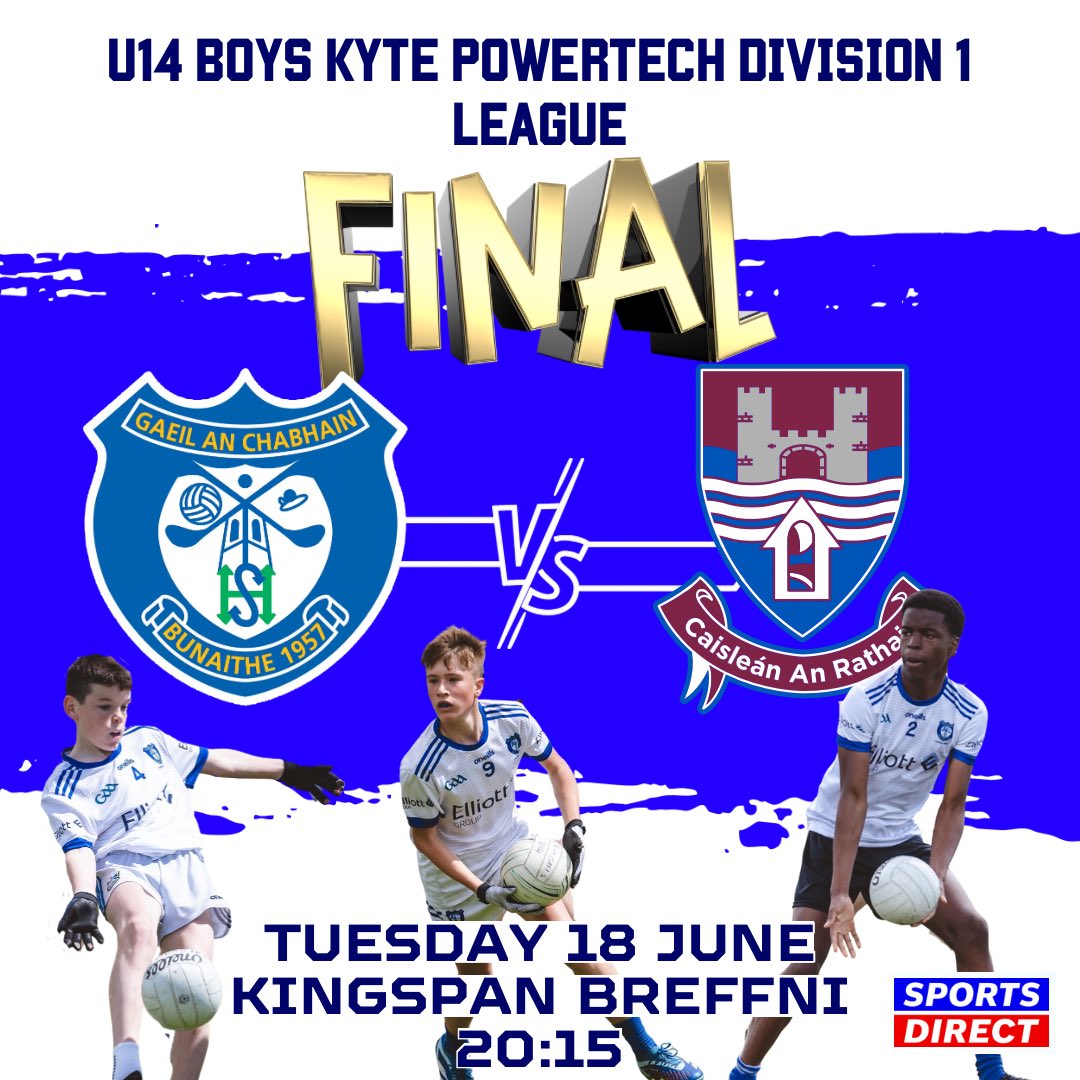 🏆 U14 Boys Division 1 Final 🔵⚪️

The very best of luck to our Division 1 boys team in the Cup Final tomorrow, all support hugely appreciated to help these lads get over the line! 💪 

Full details below ⬇️ 

🟦⬜️Cavan Gaels V <a href="/Castlerahan_GAA/">Castlerahan GAA</a> 🇱🇻
📆 Tuesday 18th June
🏐Kyte
