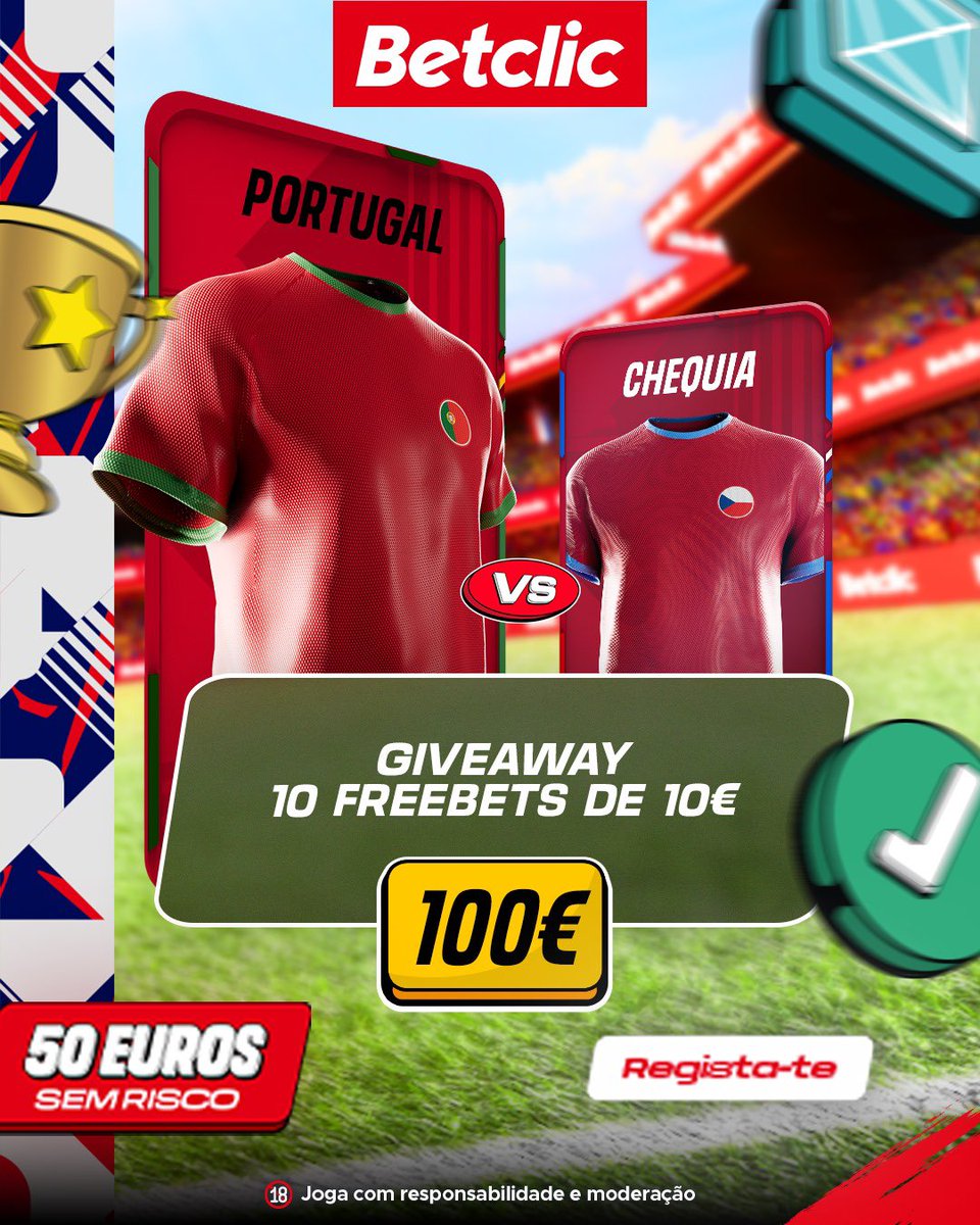 🚨GIVEAWAY

Portugal estreia-se no Euro e eu e a <a href="/BetclicPortugal/">Betclic Portugal 🔞</a> vamos oferecer 10€ a 10 pessoas! Para participar:

-Dar rt e fav 
-Seguir a <a href="/BetclicPortugal/">Betclic Portugal 🔞</a> 
-Comentar o vosso username + adivinhar 1 marcador do jogo 

Até às 19:59 de terça-feira (amanhã). Boa sorte a todos 💪🏼