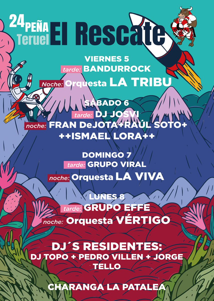 elrescateteruel's tweet photo. 🚨 ¡Ya lo tenemos aquí! 🚨

Os dejamos el cartel completo con todas las actuaciones que nos van a hacer vibrar y disfrutar esta Vaquilla.

GRACIAS por acompañarnos en esta locura y bienvenid@s a El Rescate  🛟🛟🛟 https://t.co/aAnjB1nP4y