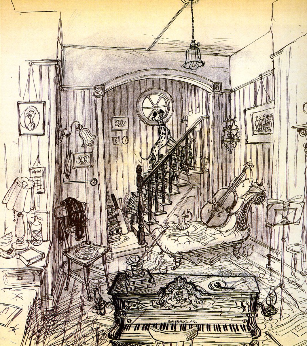 ani_obsessive's tweet image. Concept art by Ken Anderson for One Hundred and One Dalmatians (1961), dir. Clyde Geronimi, Hamilton Luske and Wolfgang Reitherman, Walt Disney Productions