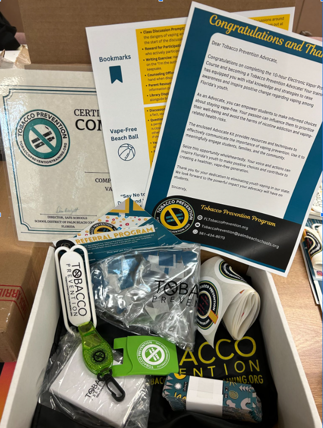 Tobacco Prevention Advocate boxes are OTW! Learners who completed the 10-hr EVP Course will receive a box with educational materials &amp; promo items to share the message of EVP prevention. Thank you for being part of the #FLTPP community and helping create a #VapeFree future!