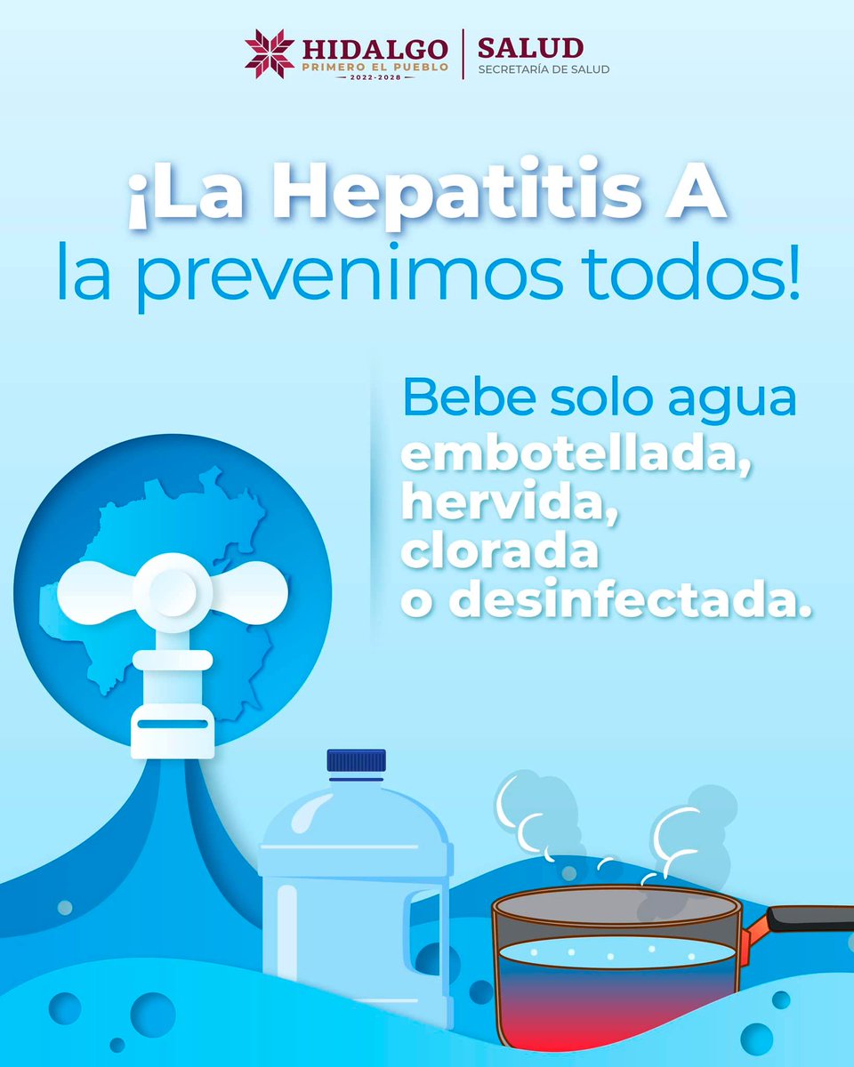 UPPachuca's tweet photo. ¡Prevengamos la #HepatitisA juntos! 

Bebe solo agua embotellada, hervida, clorada o desinfectada.

La hepatitis es una inflamación del hígado que podemos evitar.

#UniversidadPromotoradeSalud https://t.co/Z4mznRzz7k