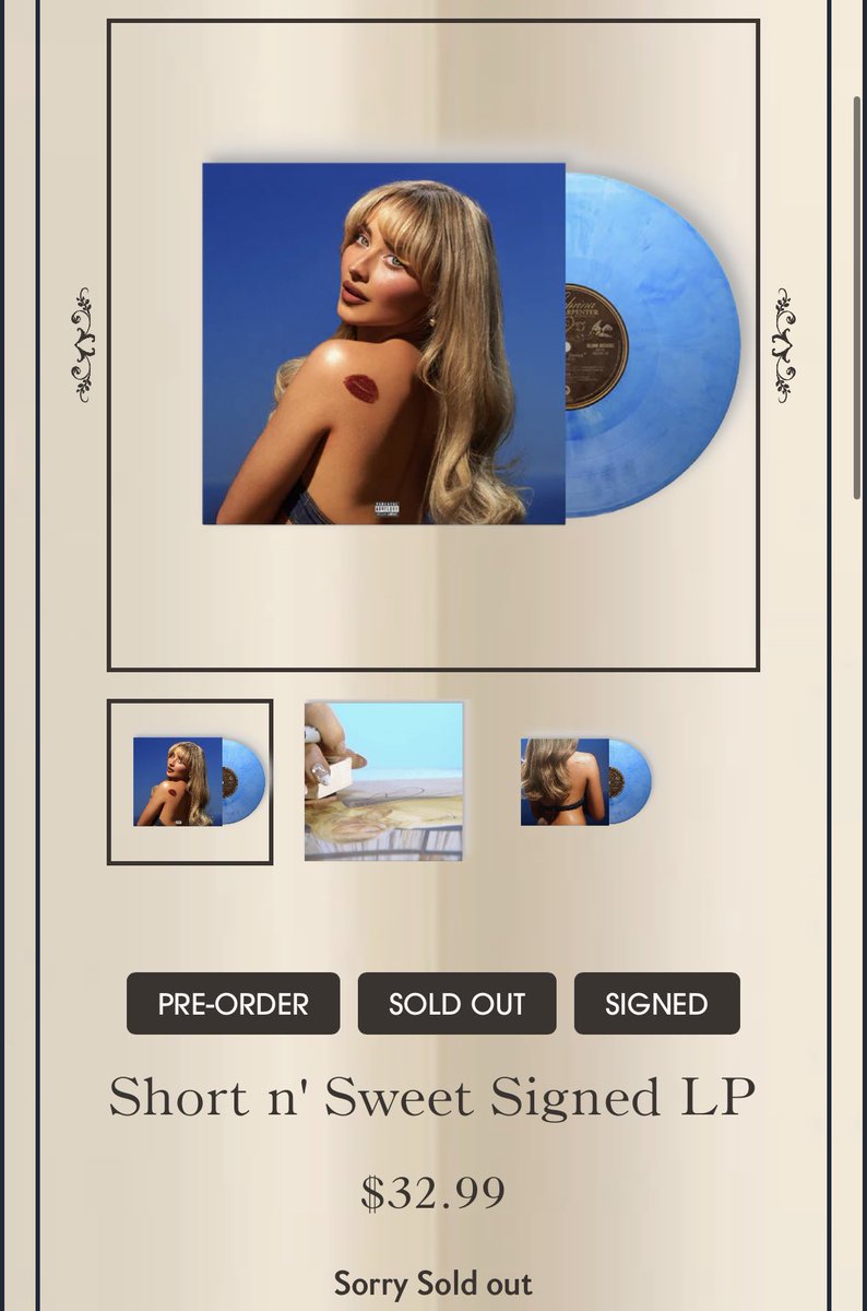 Dorky Cabello (@dorrky_cabello) on Twitter photo 💋  Short N' Sweet Signed Vinyl Giveaway 💋
I managed to buy 3 copies before beeing sold out & I'll be giving one of them to one lucky winner!
-Rules: 
- Must Be Following Me
- Like & Retweet
- Comment " Sabrina Carpenter "
- International Shipping
Good Luck! 💋  Short N' Sweet Signed Vinyl Giveaway 💋
I managed to buy 3 copies before beeing sold out & I'll be giving one of them to one lucky winner!
-Rules: 
- Must Be Following Me
- Like & Retweet
- Comment " Sabrina Carpenter "
- International Shipping
Good Luck!