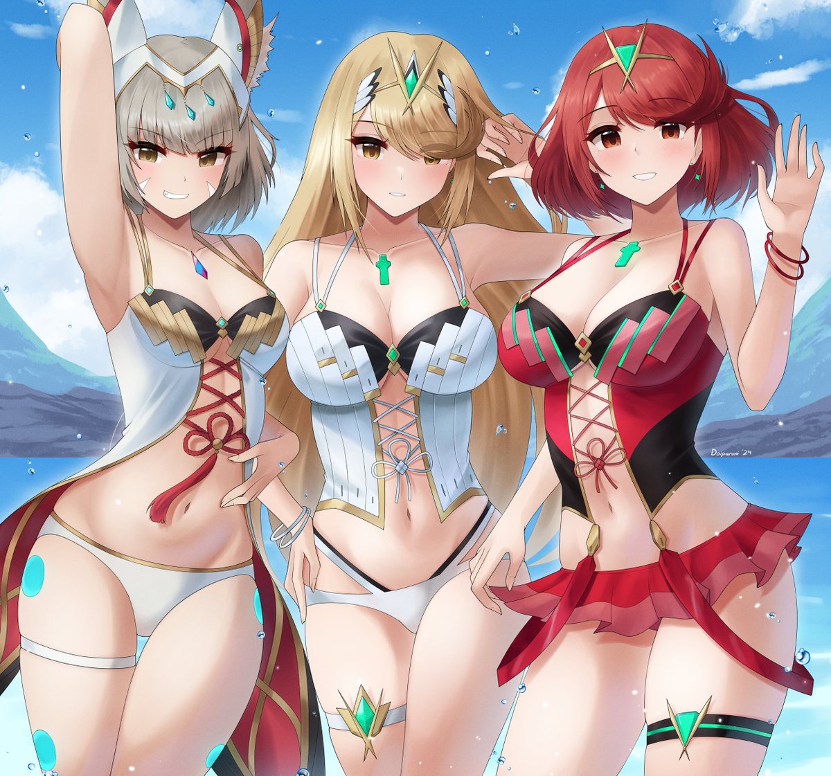 Doiparuni's tweet photo. Agnus style swimsuit trio
#Xenoblade2 #Xenoblade3 https://t.co/pThFzYCbk5
