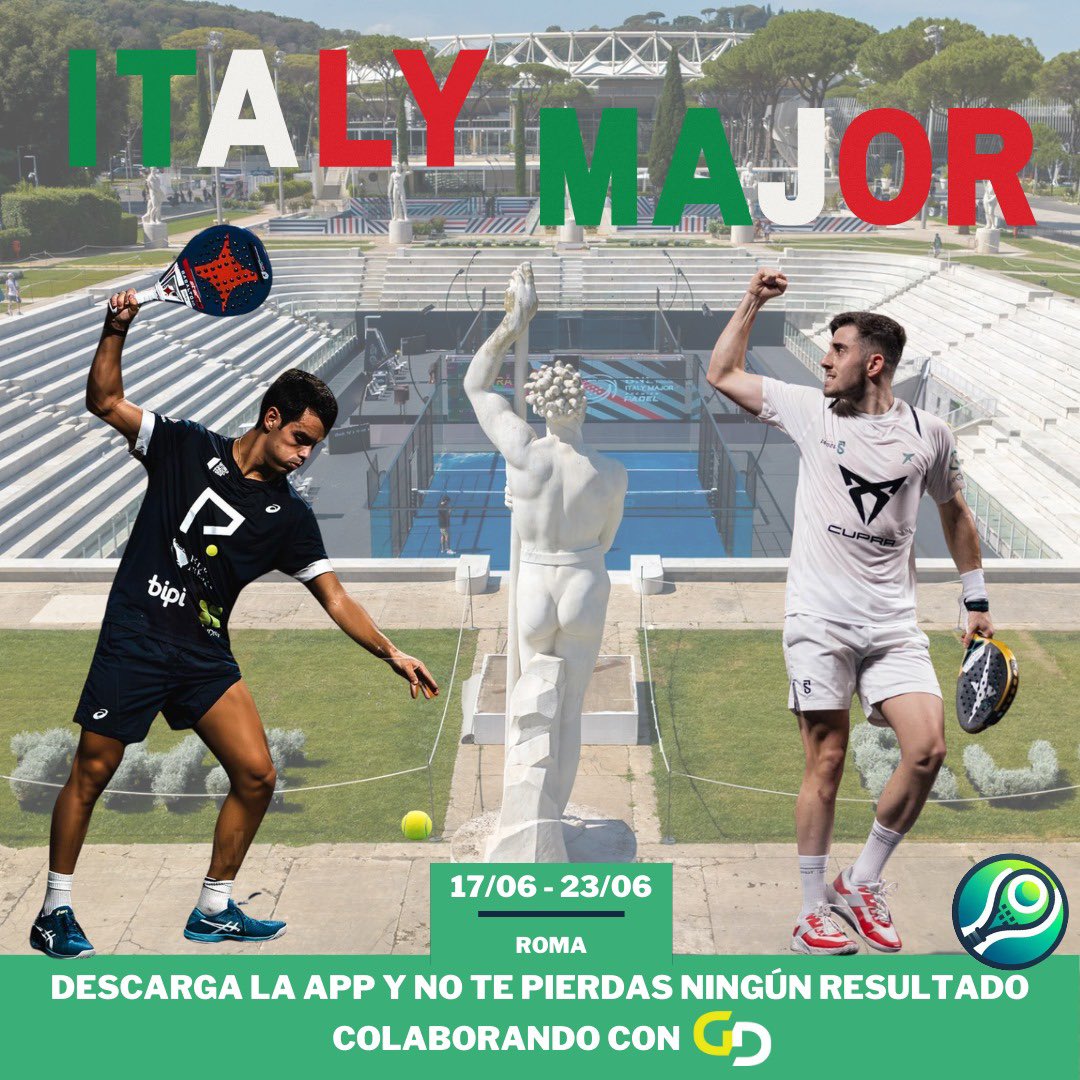 Racket_score's tweet photo. 🎾✨El Premier Padel BNL Italy Major 2024 ya está en marcha en Roma.
👉 Descarga nuestra APP y no te pierdas nada 🎾
#PremierPadelRoma #PadelPassion #Italia #Premierpadel #Gimadd #racketscore https://t.co/RT2wAFEqwV