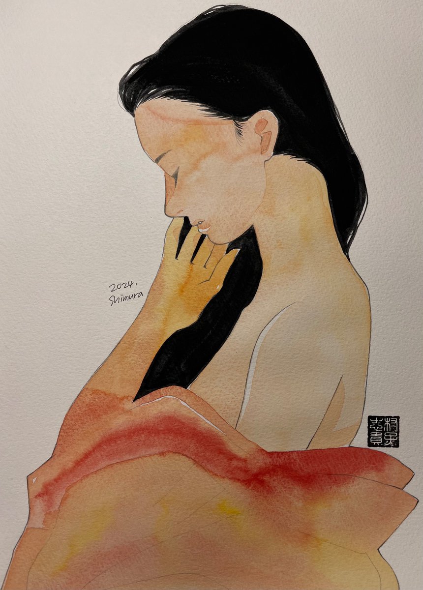 「追加1点。・宇宙の横顔これから額装。初日には間に合わなさそうですがこちらも原画販」志村貴子infoのイラスト